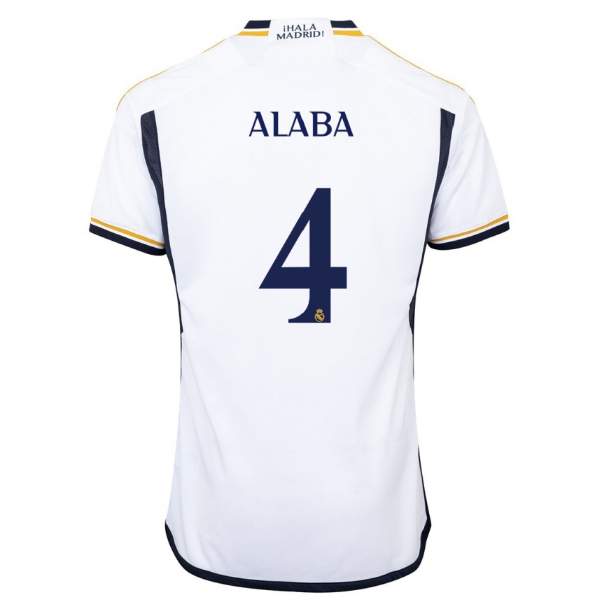 Herren Fußball David Alaba #4 Weiß Heimtrikot Trikot 2023/24 T-Shirt Luxemburg