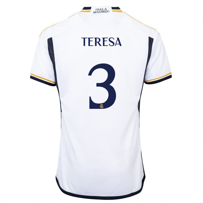 Herren Fußball Teresa Abelleira #3 Weiß Heimtrikot Trikot 2023/24 T-Shirt Luxemburg