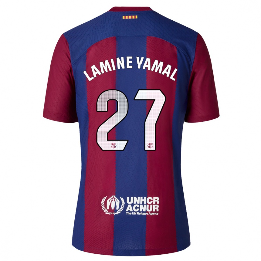 Herren Fußball Lamine Yamal #27 Rot Blau Heimtrikot Trikot 2023/24 T-Shirt Luxemburg