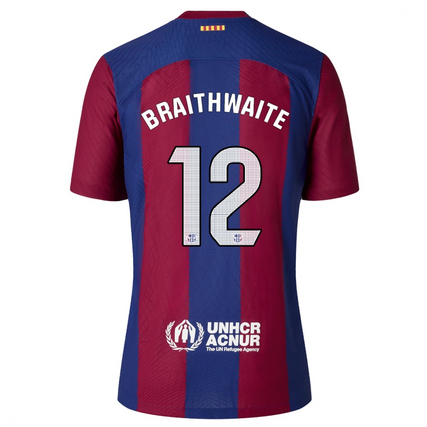 Herren Fußball Martin Braithwaite #12 Rot Blau Heimtrikot Trikot 2023/24 T-Shirt Luxemburg