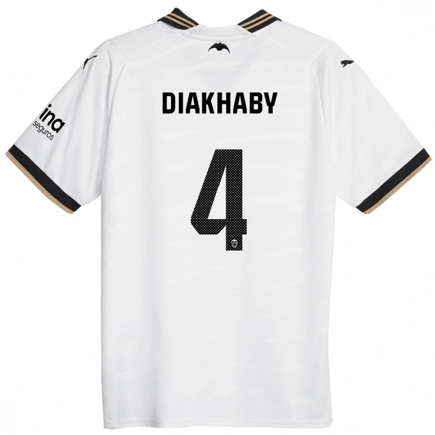 Herren Fußball Mouctar Diakhaby #4 Weiß Heimtrikot Trikot 2023/24 T-Shirt Luxemburg