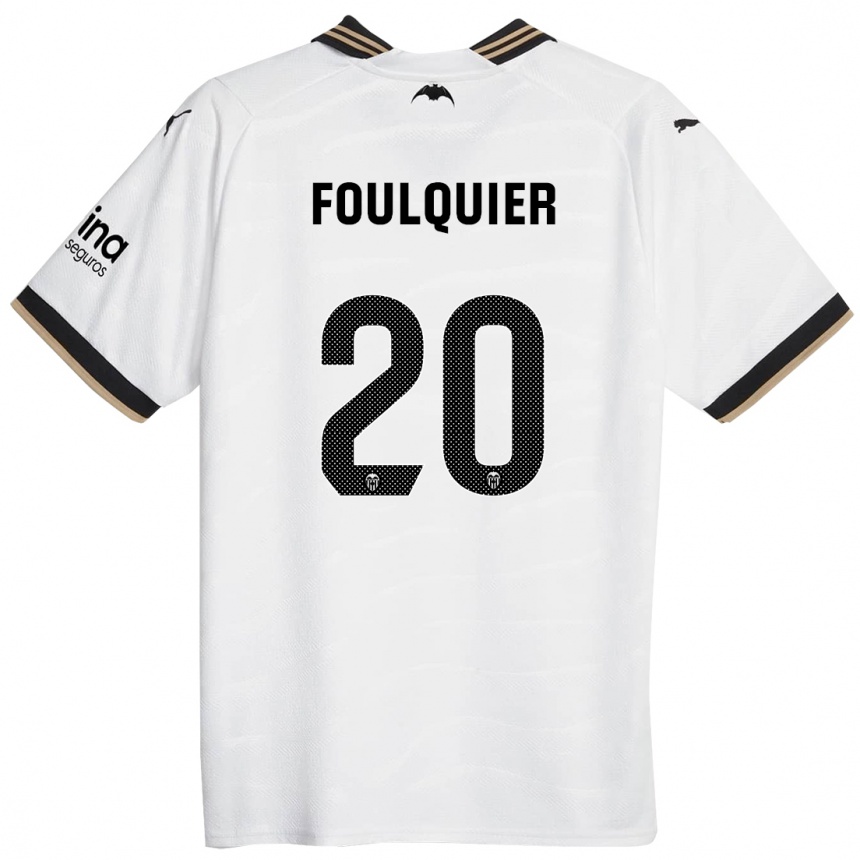 Herren Fußball Dimitri Foulquier #20 Weiß Heimtrikot Trikot 2023/24 T-Shirt Luxemburg
