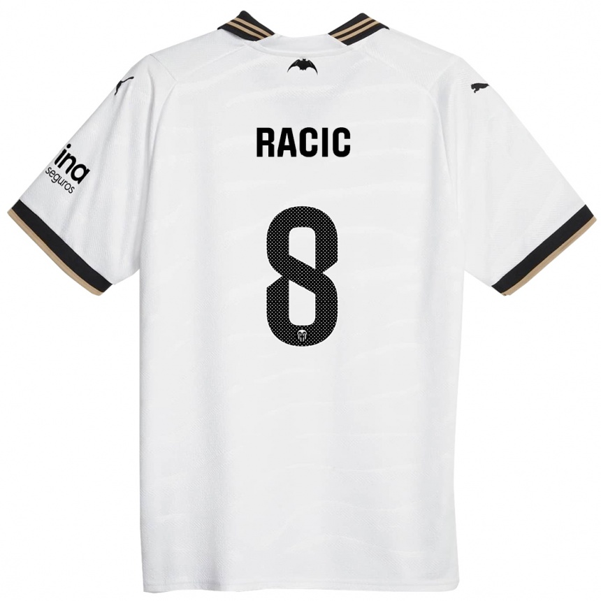 Herren Fußball Uros Racic #8 Weiß Heimtrikot Trikot 2023/24 T-Shirt Luxemburg