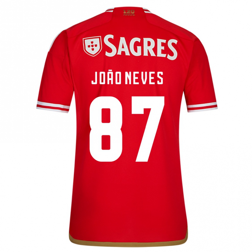 Herren Fußball João Neves #87 Rot Heimtrikot Trikot 2023/24 T-Shirt Luxemburg