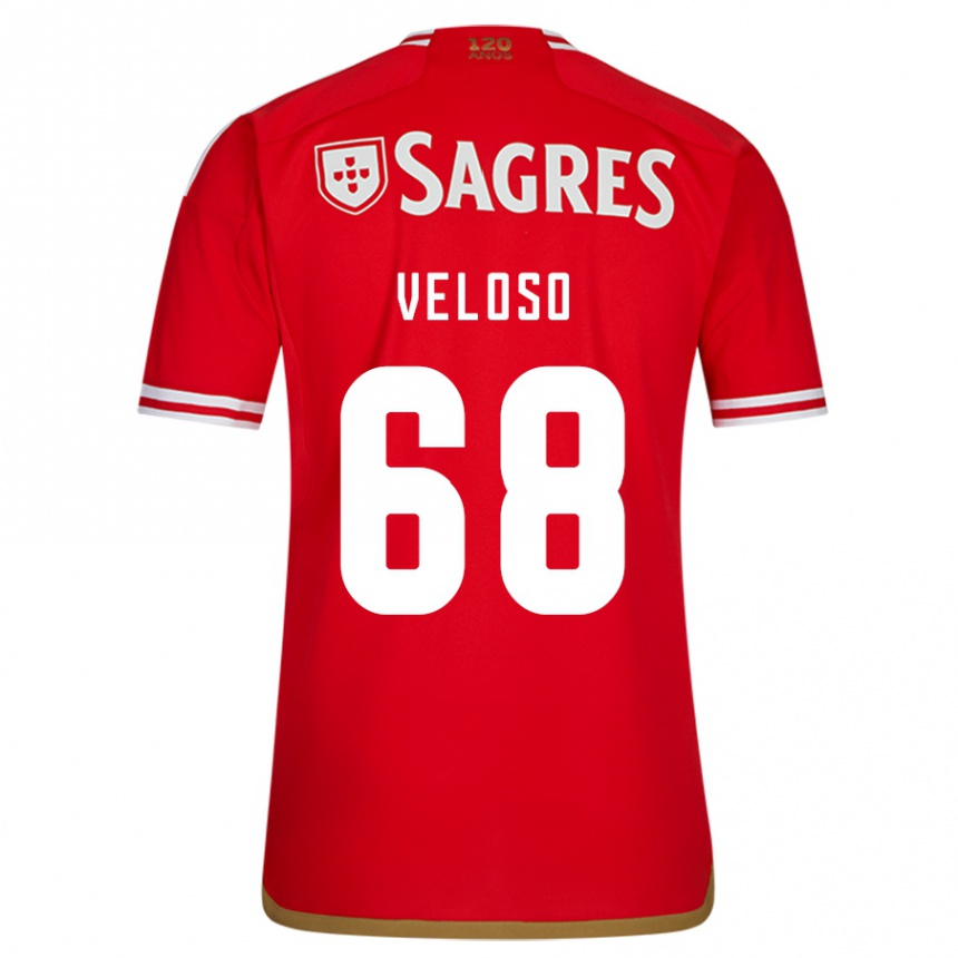 Herren Fußball João Veloso #68 Rot Heimtrikot Trikot 2023/24 T-Shirt Luxemburg