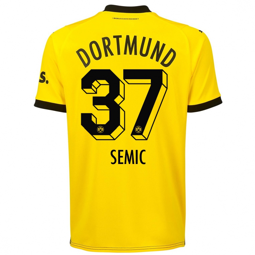 Herren Fußball Lion Semic #37 Gelb Heimtrikot Trikot 2023/24 T-Shirt Luxemburg