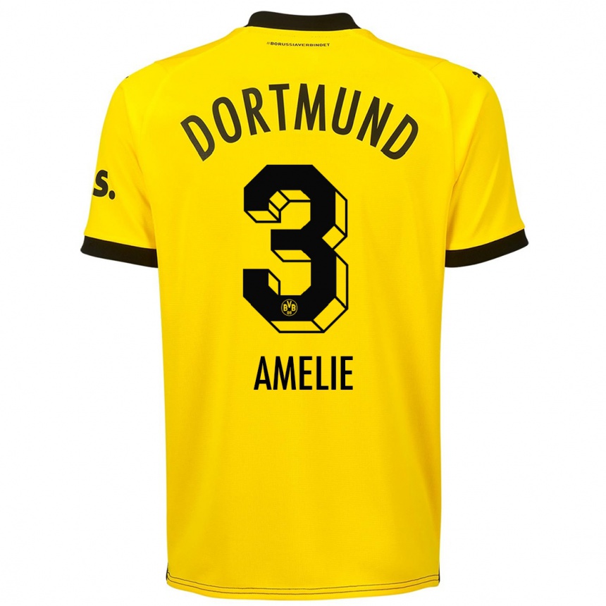 Herren Fußball Berger Amelie #3 Gelb Heimtrikot Trikot 2023/24 T-Shirt Luxemburg