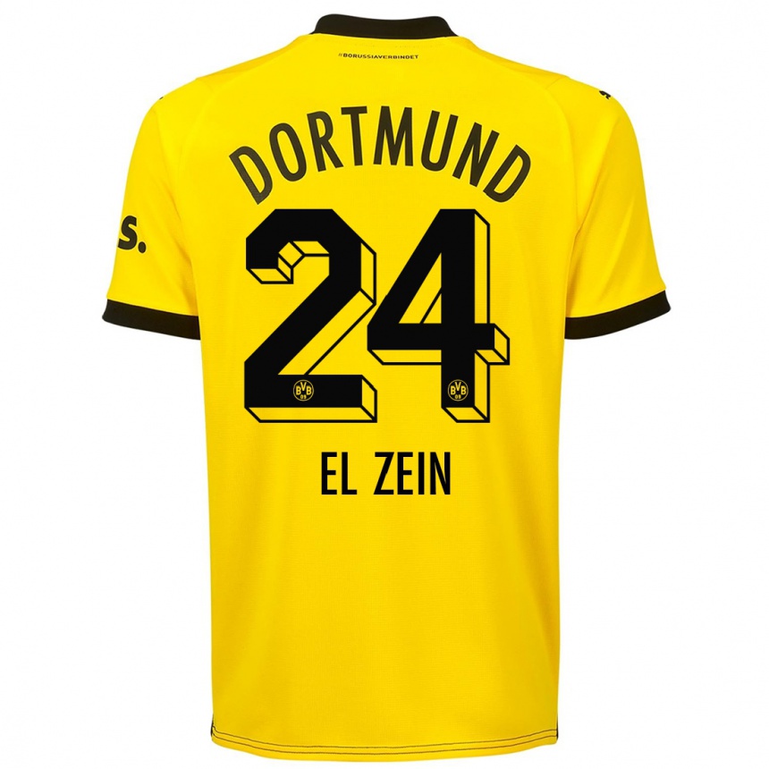Herren Fußball Abu-Bekir Omer El-Zein #24 Gelb Heimtrikot Trikot 2023/24 T-Shirt Luxemburg