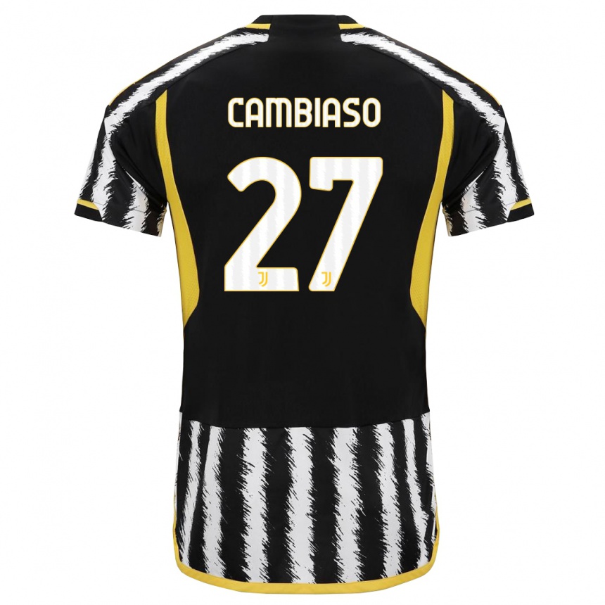 Herren Fußball Andrea Cambiaso #27 Schwarz-Weiss Heimtrikot Trikot 2023/24 T-Shirt Luxemburg