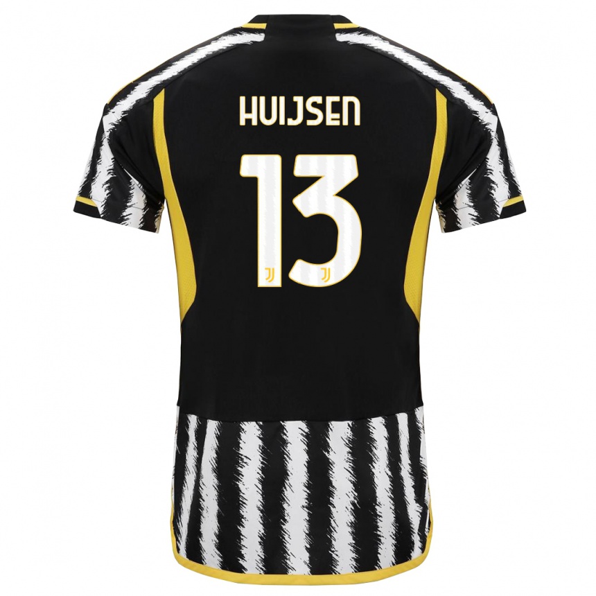 Herren Fußball Dean Huijsen #13 Schwarz-Weiss Heimtrikot Trikot 2023/24 T-Shirt Luxemburg