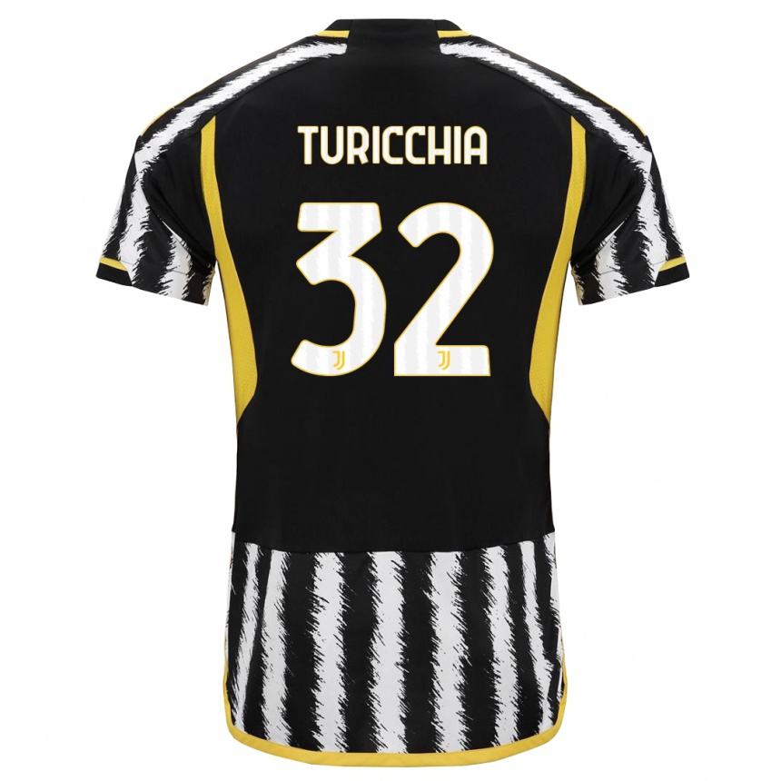 Herren Fußball Riccardo Turicchia #32 Schwarz-Weiss Heimtrikot Trikot 2023/24 T-Shirt Luxemburg