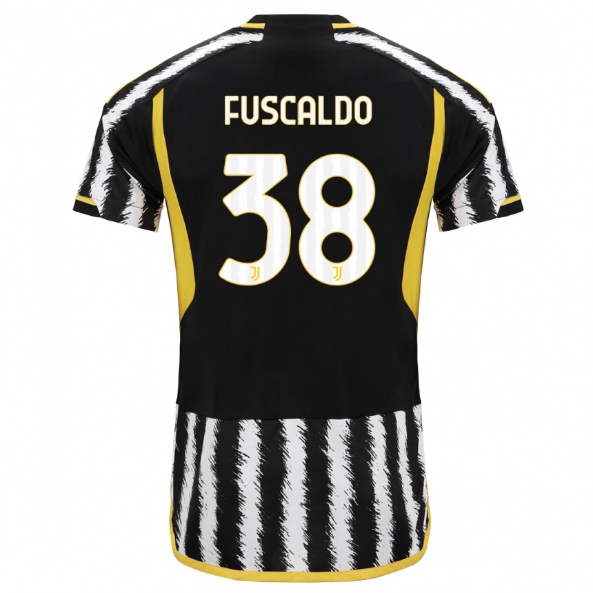 Herren Fußball Matteo Fuscaldo #38 Schwarz-Weiss Heimtrikot Trikot 2023/24 T-Shirt Luxemburg