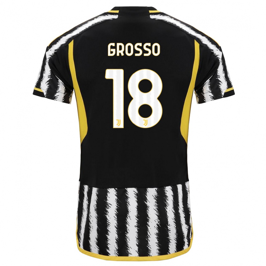 Herren Fußball Filippo Grosso #18 Schwarz-Weiss Heimtrikot Trikot 2023/24 T-Shirt Luxemburg