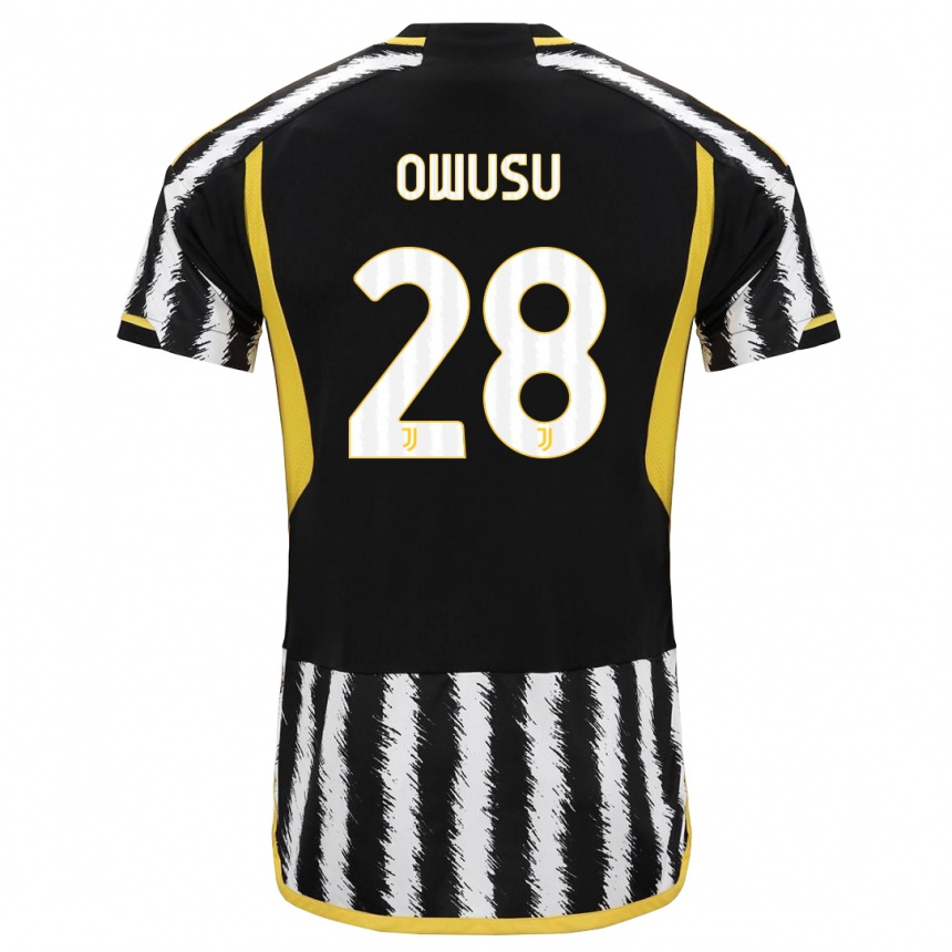 Herren Fußball Augusto Owusu #28 Schwarz-Weiss Heimtrikot Trikot 2023/24 T-Shirt Luxemburg