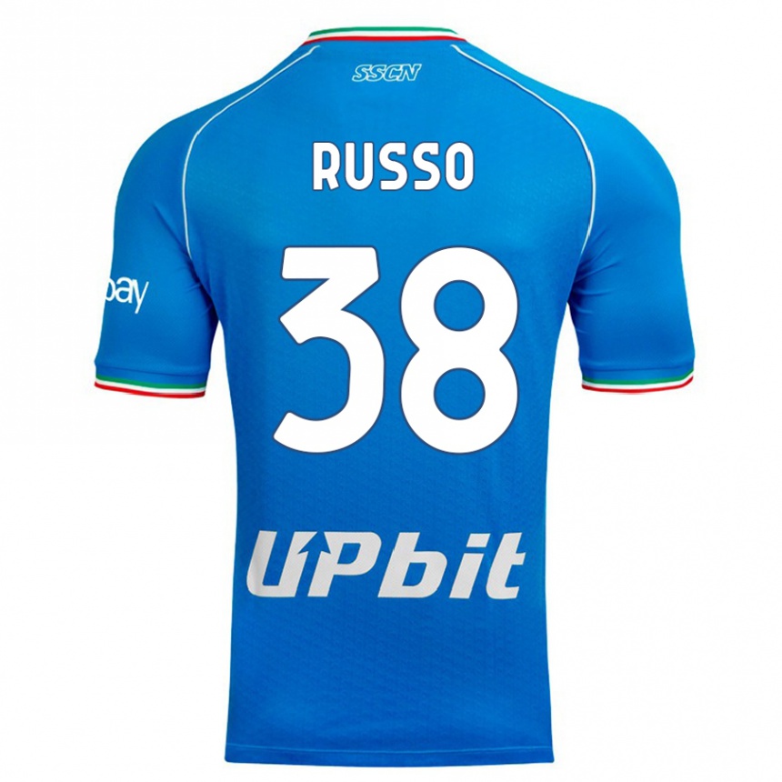 Herren Fußball Lorenzo Russo #38 Himmelblau Heimtrikot Trikot 2023/24 T-Shirt Luxemburg