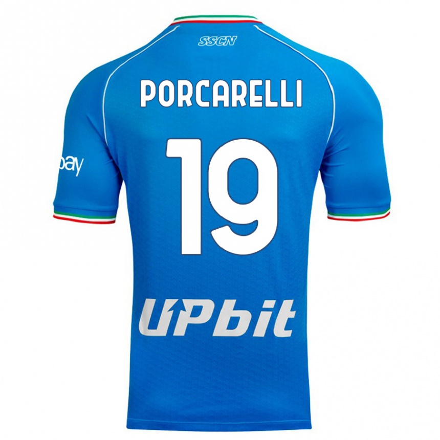 Herren Fußball Maddelena Porcarelli #19 Himmelblau Heimtrikot Trikot 2023/24 T-Shirt Luxemburg