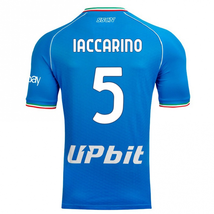 Herren Fußball Gennaro Iaccarino #5 Himmelblau Heimtrikot Trikot 2023/24 T-Shirt Luxemburg