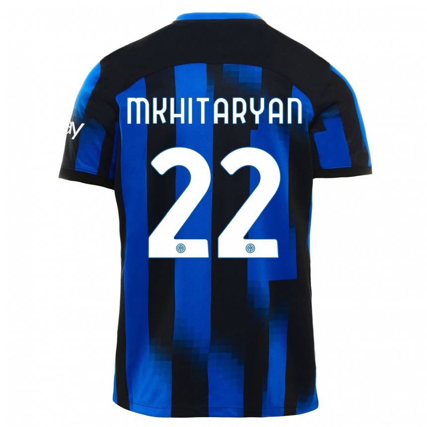 Herren Fußball Henrikh Mkhitaryan #22 Schwarz Blau Heimtrikot Trikot 2023/24 T-Shirt Luxemburg