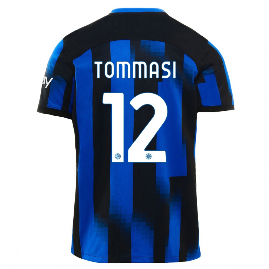 Herren Fußball Francesco Tommasi #12 Schwarz Blau Heimtrikot Trikot 2023/24 T-Shirt Luxemburg