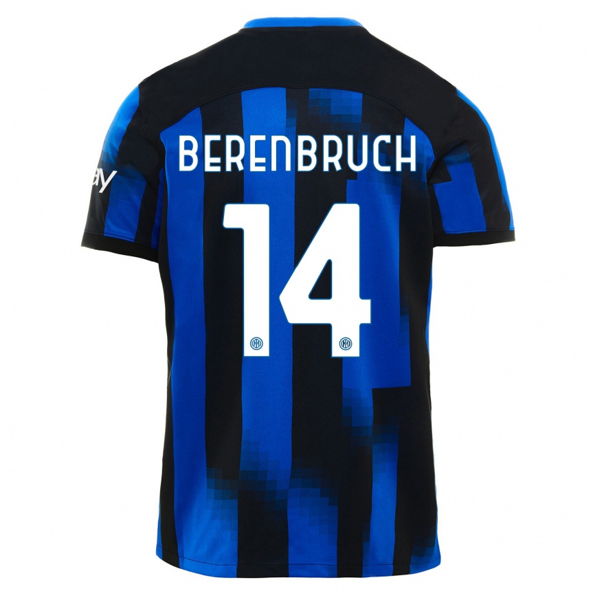 Herren Fußball Thomas Berenbruch #14 Schwarz Blau Heimtrikot Trikot 2023/24 T-Shirt Luxemburg