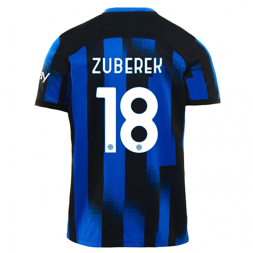 Herren Fußball Jan Zuberek #18 Schwarz Blau Heimtrikot Trikot 2023/24 T-Shirt Luxemburg