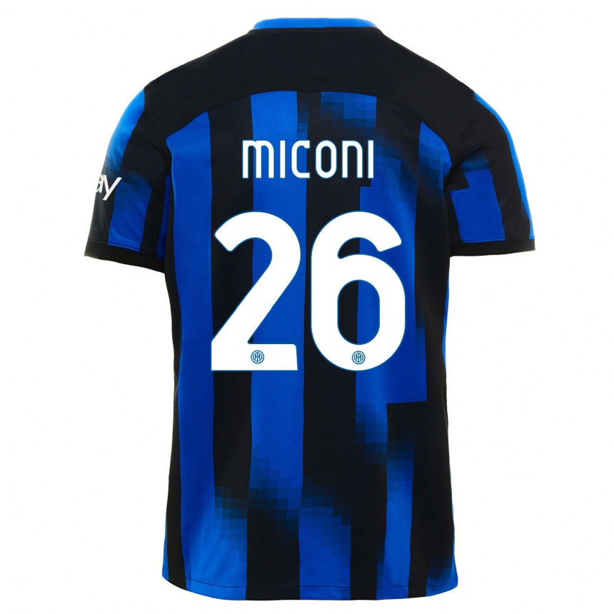 Herren Fußball Riccardo Miconi #26 Schwarz Blau Heimtrikot Trikot 2023/24 T-Shirt Luxemburg