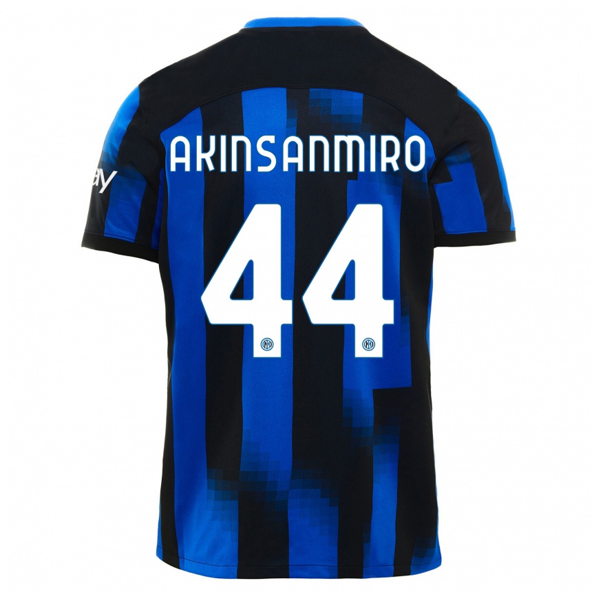 Herren Fußball Ebenezer Akinsanmiro #44 Schwarz Blau Heimtrikot Trikot 2023/24 T-Shirt Luxemburg