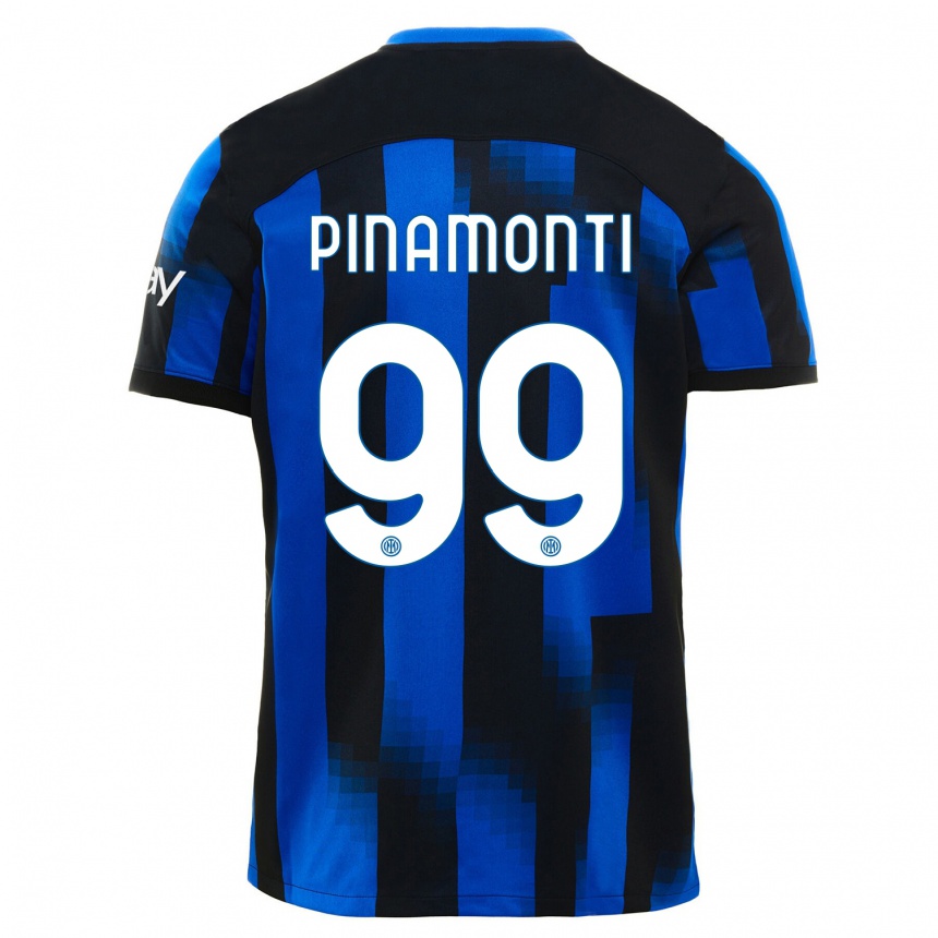 Herren Fußball Andrea Pinamonti #99 Schwarz Blau Heimtrikot Trikot 2023/24 T-Shirt Luxemburg
