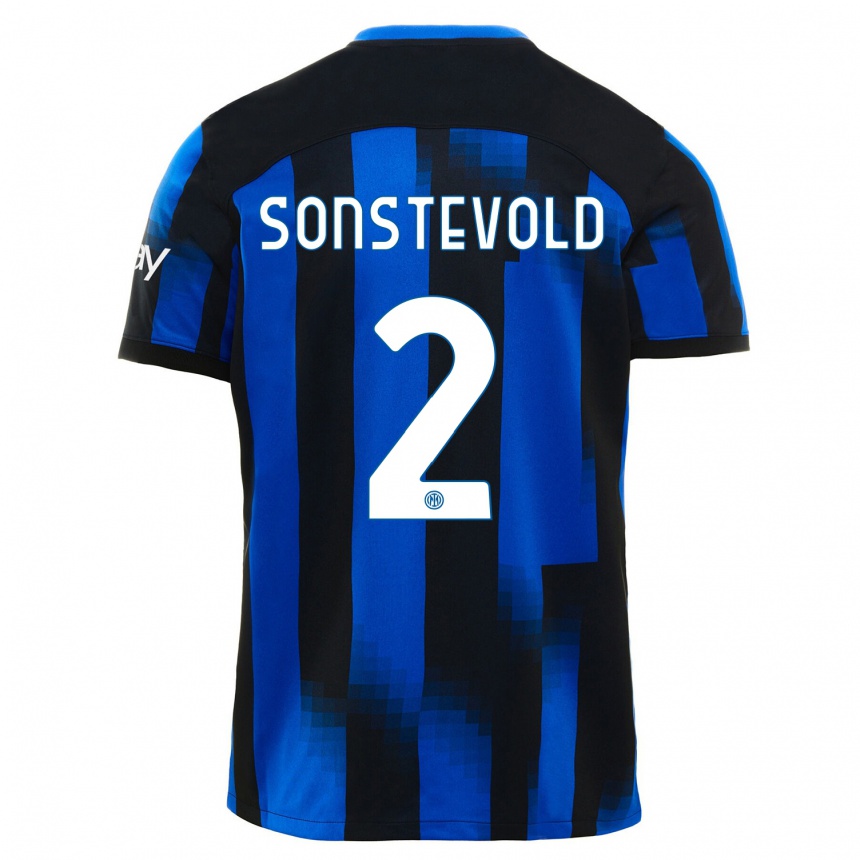 Herren Fußball Anja Sonstevold #2 Schwarz Blau Heimtrikot Trikot 2023/24 T-Shirt Luxemburg