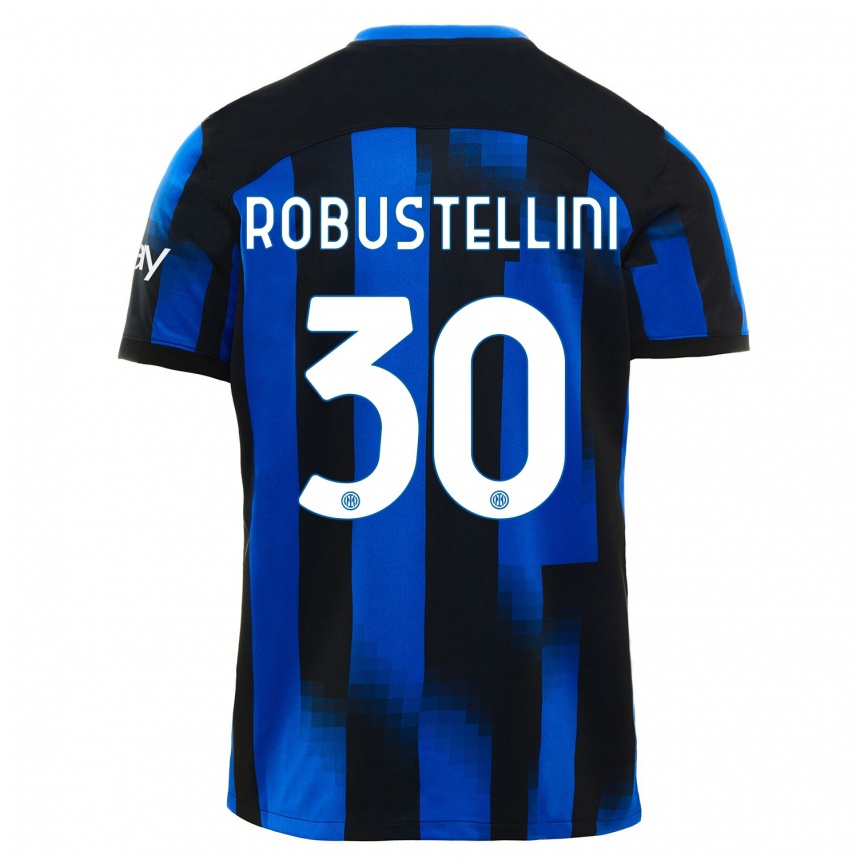 Herren Fußball Chiara Robustellini #30 Schwarz Blau Heimtrikot Trikot 2023/24 T-Shirt Luxemburg
