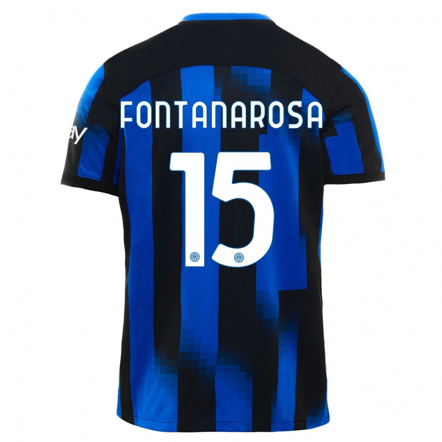Herren Fußball Alessandro Fontanarosa #15 Schwarz Blau Heimtrikot Trikot 2023/24 T-Shirt Luxemburg