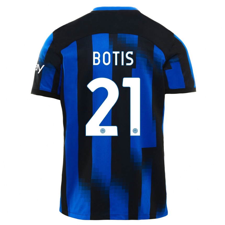 Herren Fußball Nikolaos Botis #21 Schwarz Blau Heimtrikot Trikot 2023/24 T-Shirt Luxemburg