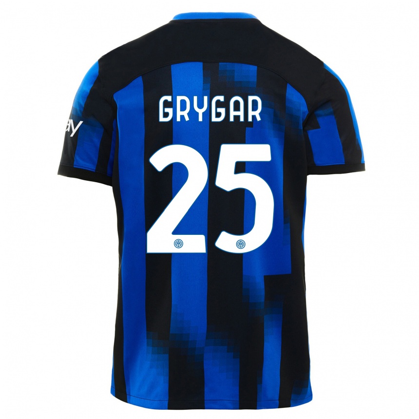 Herren Fußball Samuel Grygar #25 Schwarz Blau Heimtrikot Trikot 2023/24 T-Shirt Luxemburg