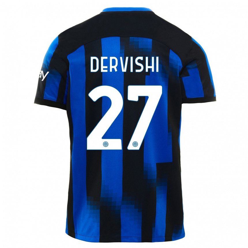 Herren Fußball Kristian Dervishi #27 Schwarz Blau Heimtrikot Trikot 2023/24 T-Shirt Luxemburg