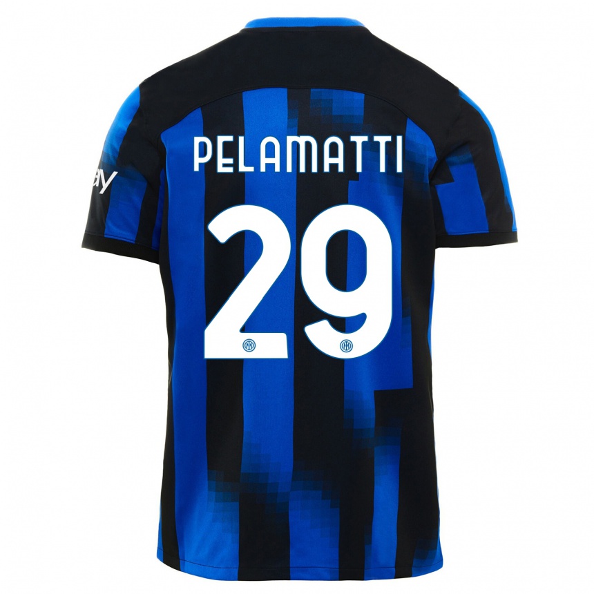 Herren Fußball Andrea Pelamatti #29 Schwarz Blau Heimtrikot Trikot 2023/24 T-Shirt Luxemburg