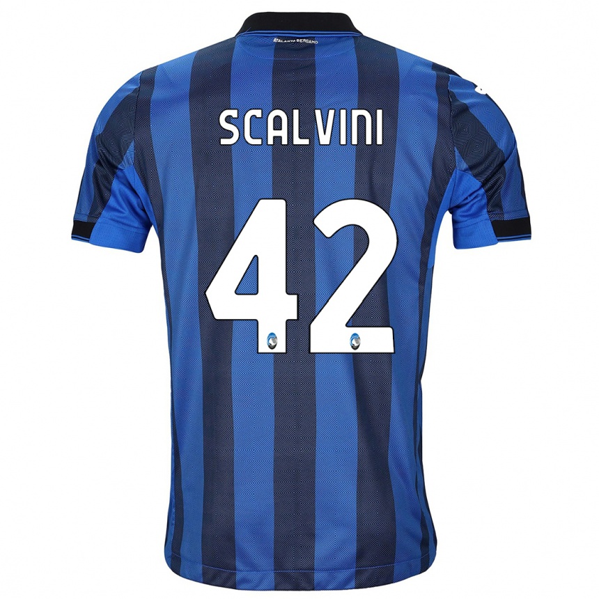 Herren Fußball Giorgio Scalvini #42 Schwarz Blau Heimtrikot Trikot 2023/24 T-Shirt Luxemburg