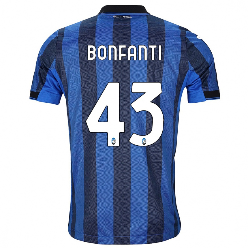 Herren Fußball Giovanni Bonfanti #43 Schwarz Blau Heimtrikot Trikot 2023/24 T-Shirt Luxemburg