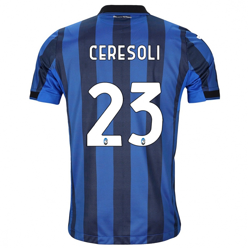 Herren Fußball Andrea Ceresoli #23 Schwarz Blau Heimtrikot Trikot 2023/24 T-Shirt Luxemburg