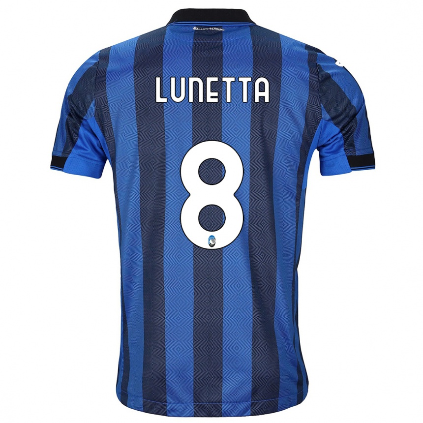 Herren Fußball Gabriel Lunetta #8 Schwarz Blau Heimtrikot Trikot 2023/24 T-Shirt Luxemburg