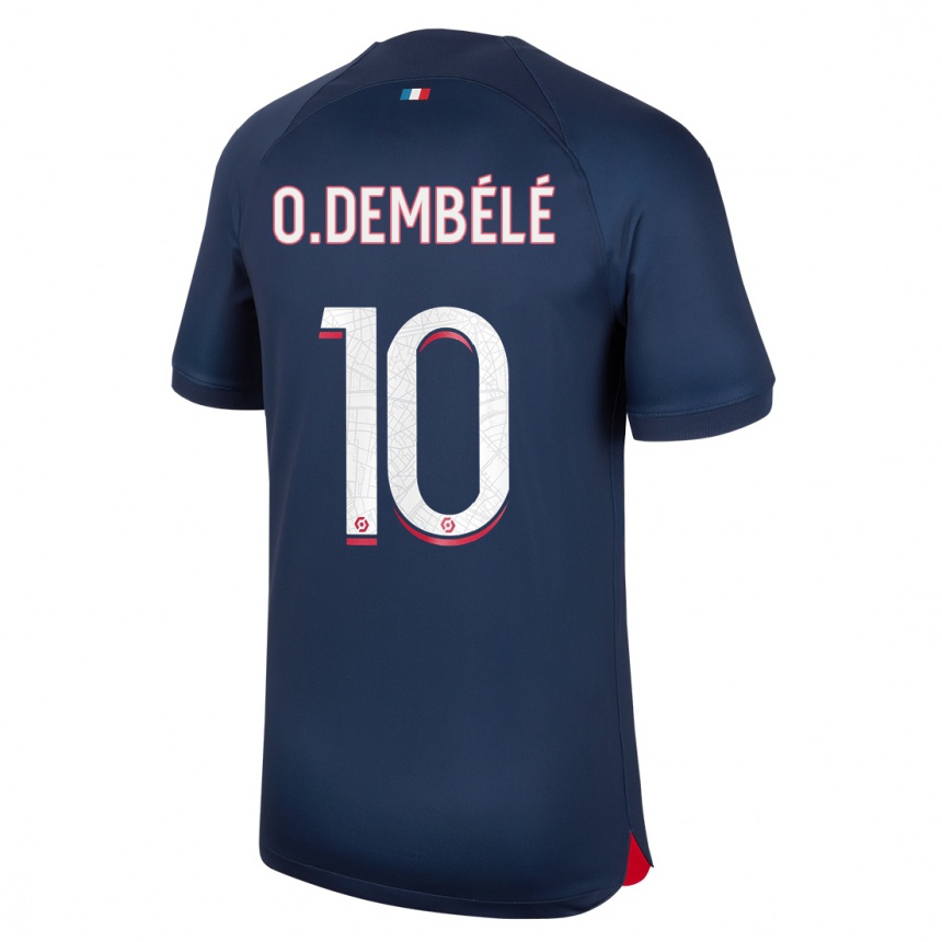 Herren Fußball Ousmane Dembele #10 Blau Rot Heimtrikot Trikot 2023/24 T-Shirt Luxemburg