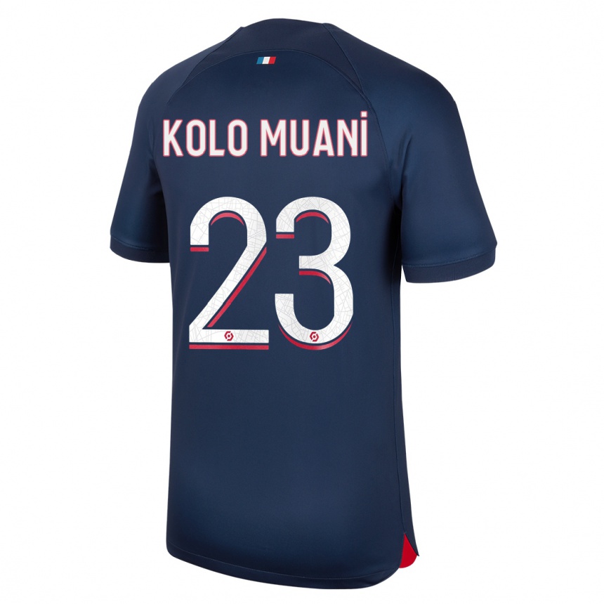 Herren Fußball Randal Kolo Muani #23 Blau Rot Heimtrikot Trikot 2023/24 T-Shirt Luxemburg