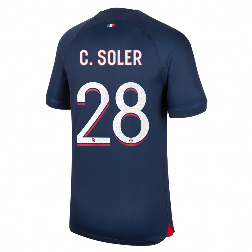 Herren Fußball Carlos Soler #28 Blau Rot Heimtrikot Trikot 2023/24 T-Shirt Luxemburg