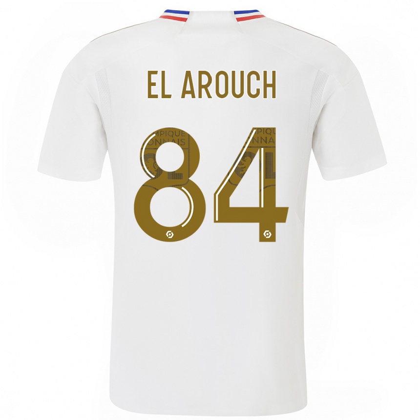 Herren Fußball Mohamed El Arouch #84 Weiß Heimtrikot Trikot 2023/24 T-Shirt Luxemburg