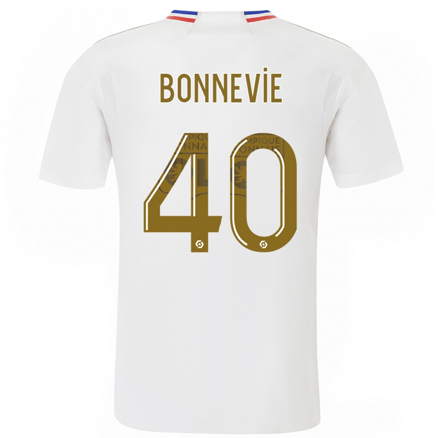 Herren Fußball Kayne Bonnevie #40 Weiß Heimtrikot Trikot 2023/24 T-Shirt Luxemburg