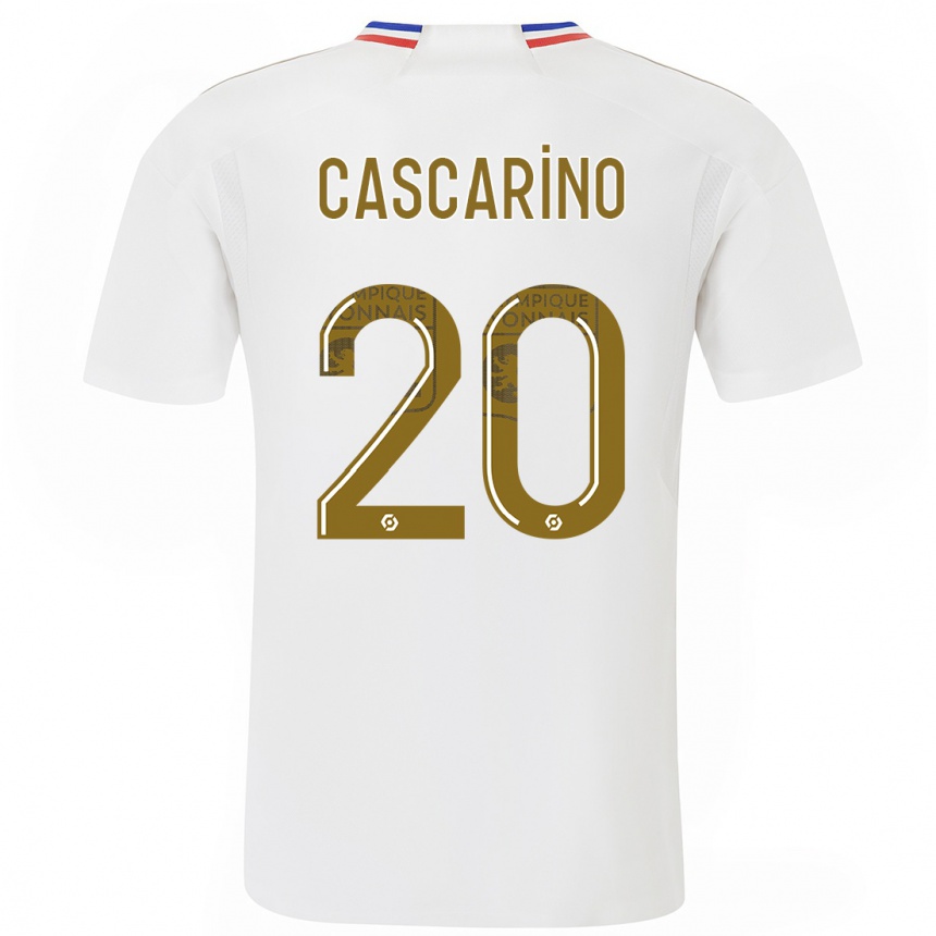 Herren Fußball Delphine Cascarino #20 Weiß Heimtrikot Trikot 2023/24 T-Shirt Luxemburg