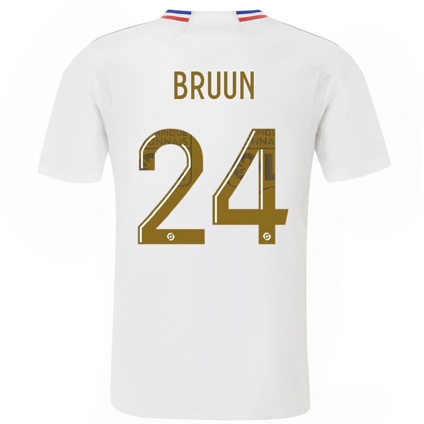 Herren Fußball Signe Bruun #24 Weiß Heimtrikot Trikot 2023/24 T-Shirt Luxemburg