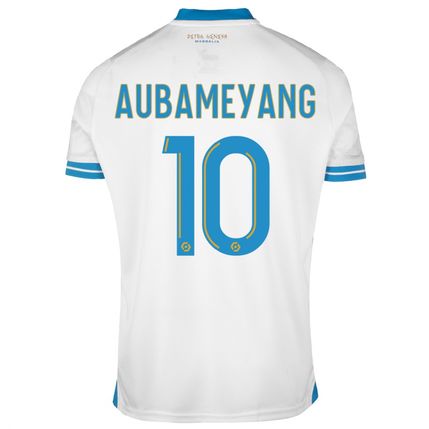 Herren Fußball Pierre-Emerick Aubameyang #10 Weiß Heimtrikot Trikot 2023/24 T-Shirt Luxemburg