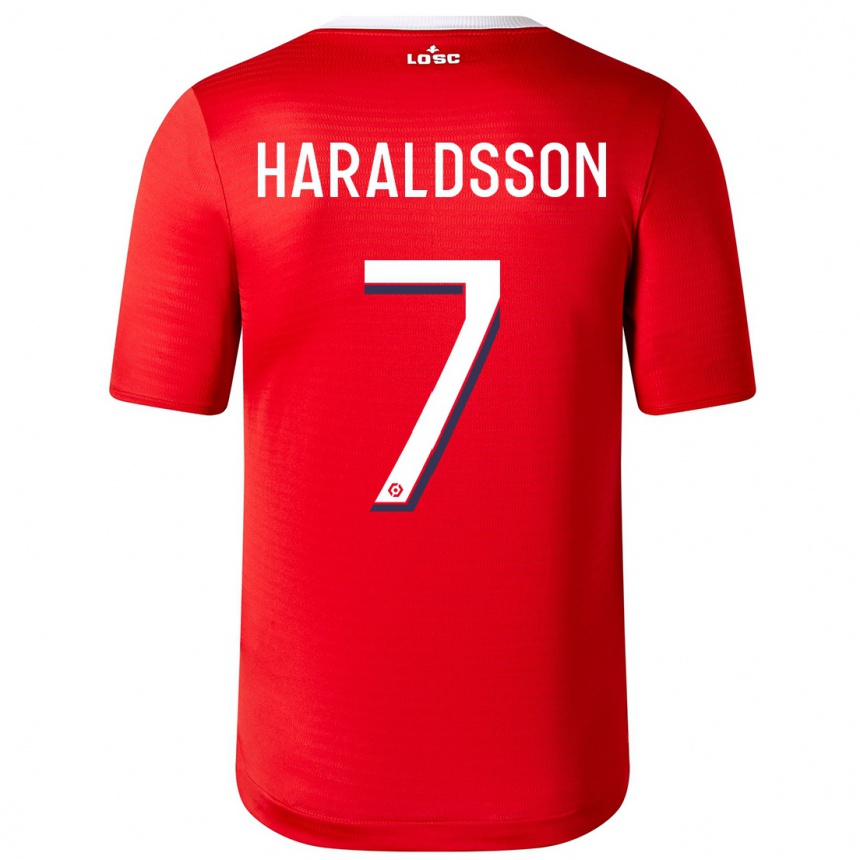 Herren Fußball Hákon Arnar Haraldsson #7 Rot Heimtrikot Trikot 2023/24 T-Shirt Luxemburg
