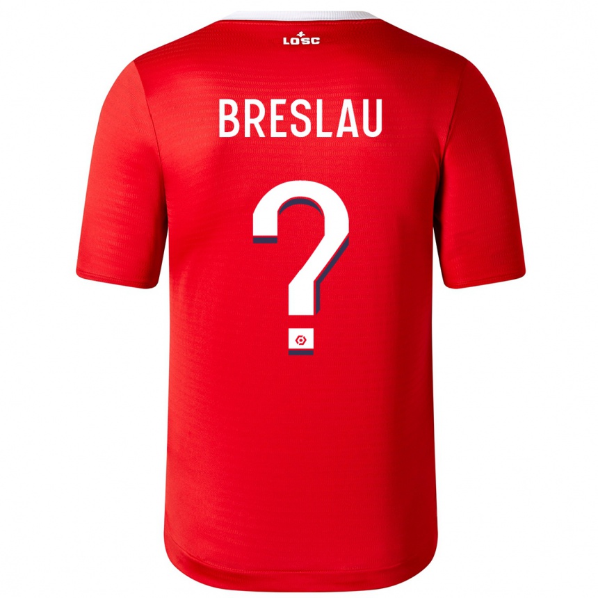 Herren Fußball Jessy Breslau #0 Rot Heimtrikot Trikot 2023/24 T-Shirt Luxemburg