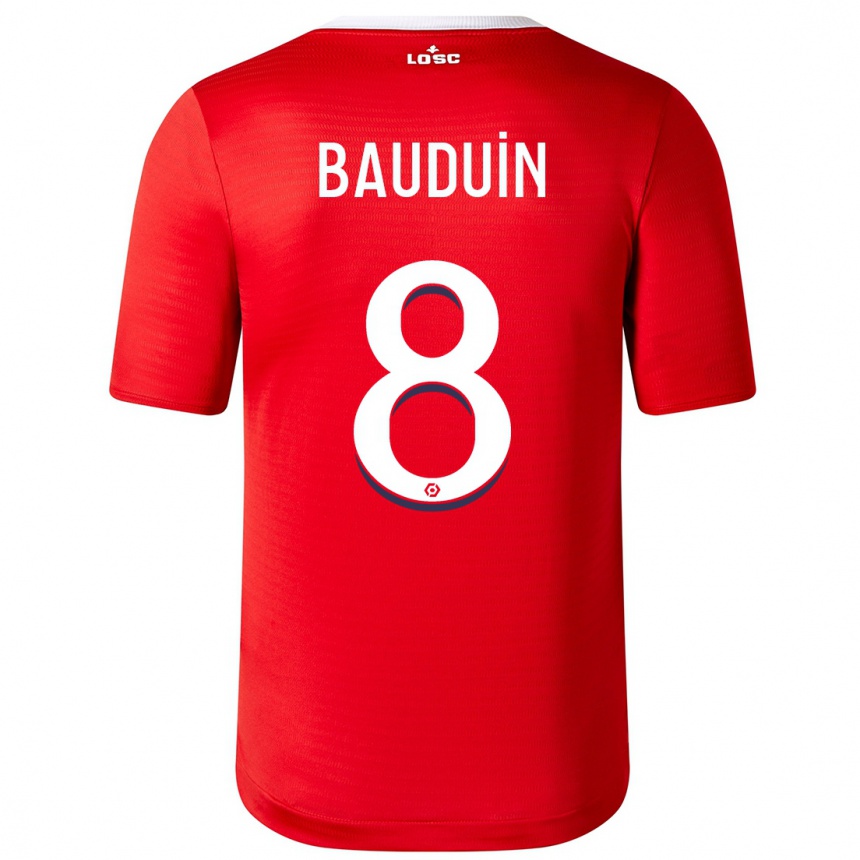 Herren Fußball Justine Bauduin #8 Rot Heimtrikot Trikot 2023/24 T-Shirt Luxemburg